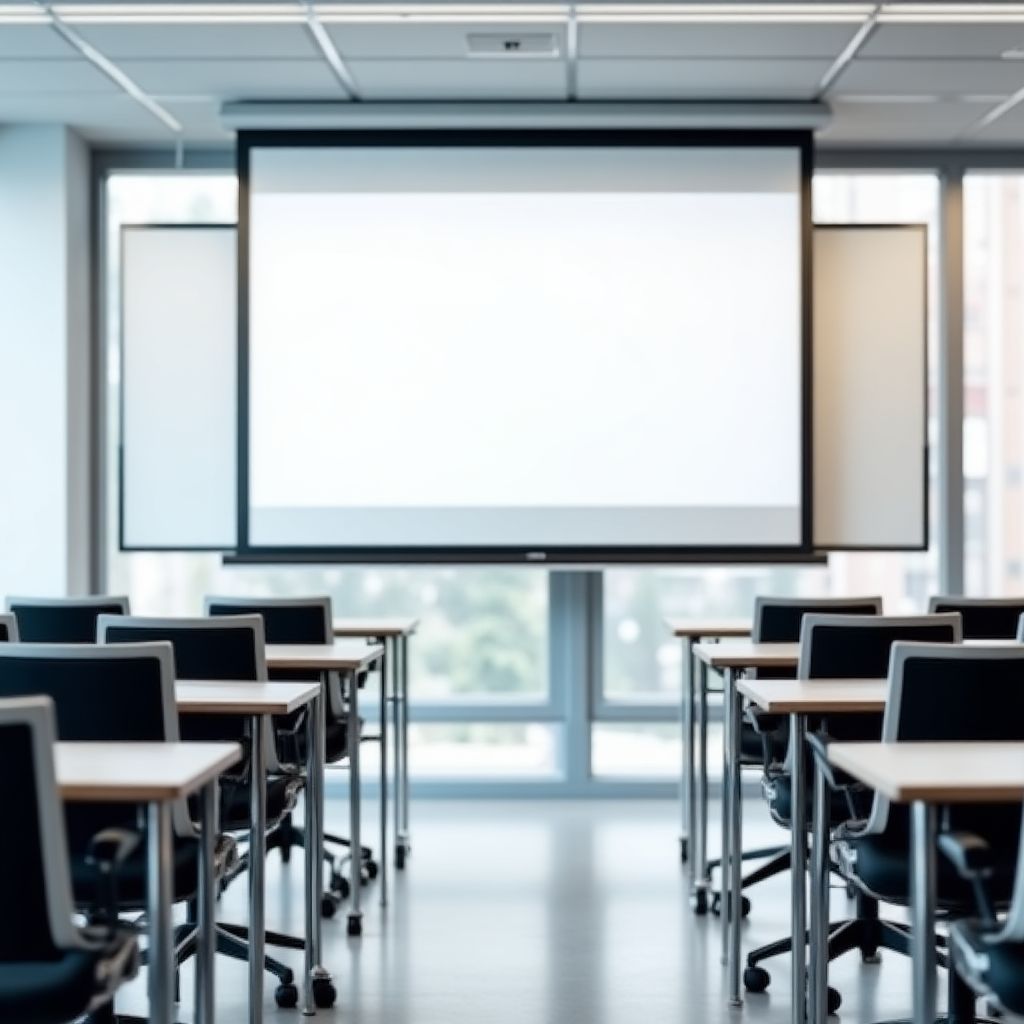 Aula moderna con tecnología interactiva
